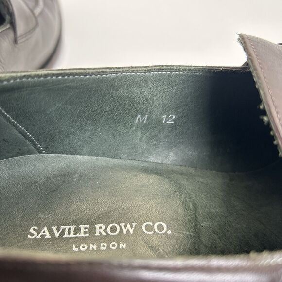 Savile Row London Penny Loafers Mens Sz 12 Dark Brown Leather Apron Toe Dress main image 7